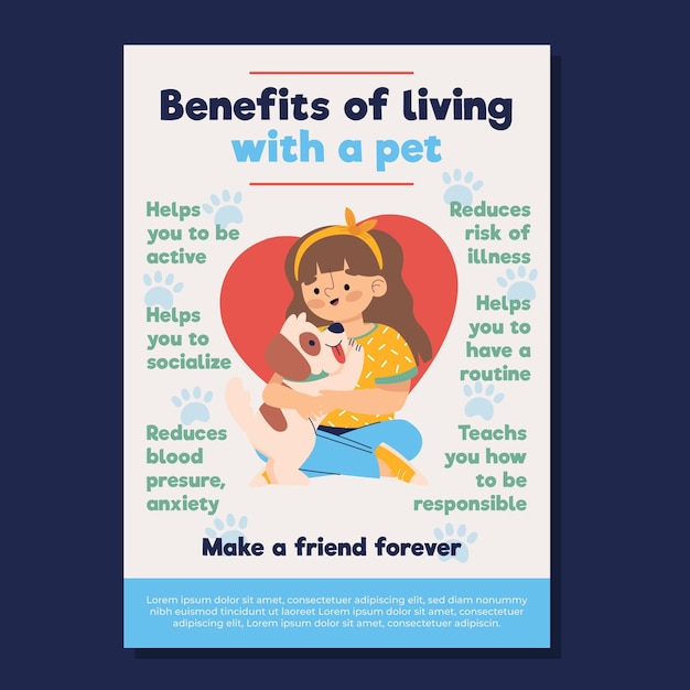 Vector gratuito beneficios de vivir con un póster de mascota