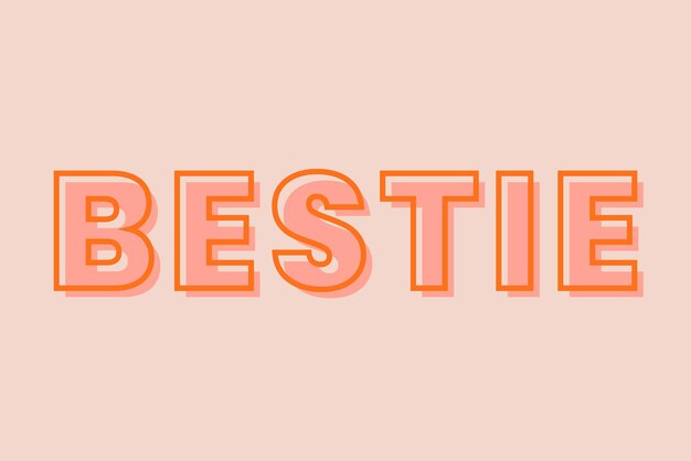 Bestie tipografía en un vector de fondo de melocotón pastel