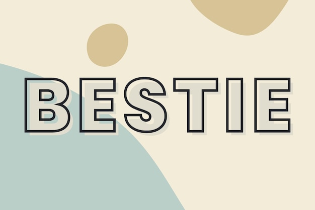 Bestie tipografía en un vector de fondo verde y beige