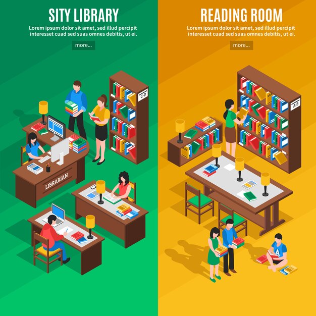 Biblioteca de banners isométricos verticales