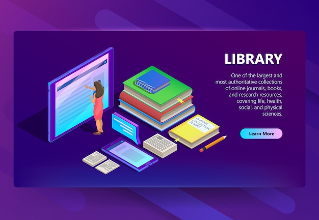 Biblioteca en línea en la ilustración de teléfonos inteligentes