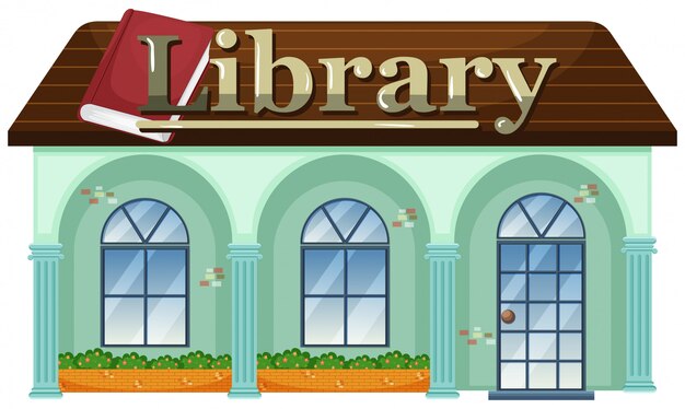Una biblioteca sobre fondo blanco