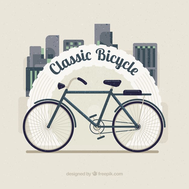 Bicicleta clásica en un fondo de ciudad