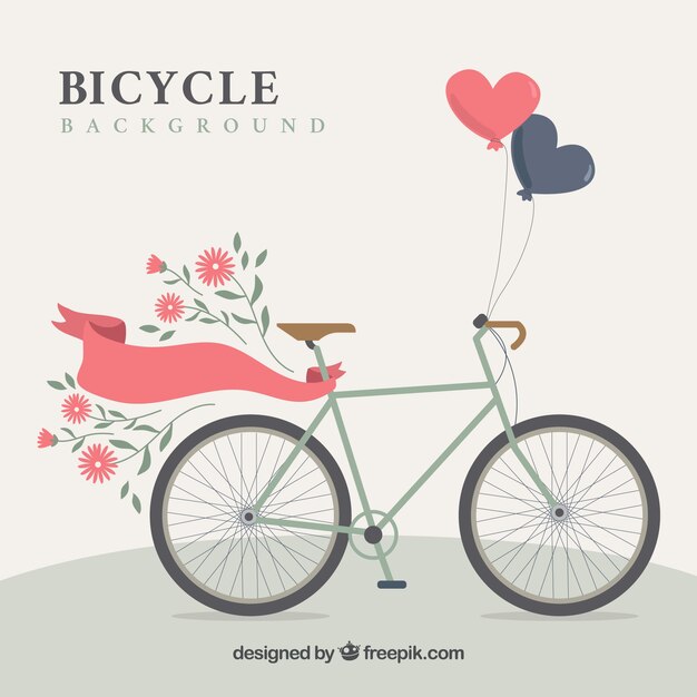Bicicleta de diseño plano con elementos adorables