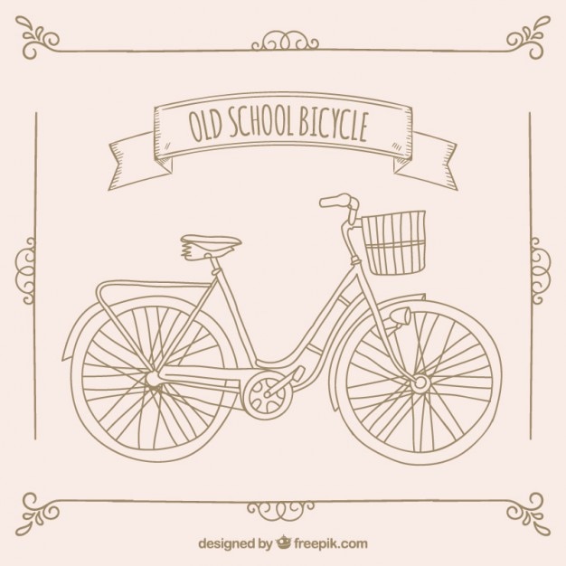 bicicleta vieja escuela dibujada a mano