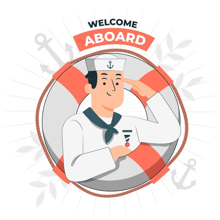 Bienvenido a bordo de la ilustración del concepto