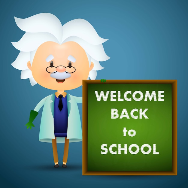 Vector gratuito bienvenido de nuevo a la escuela de diseño. viejo profesor