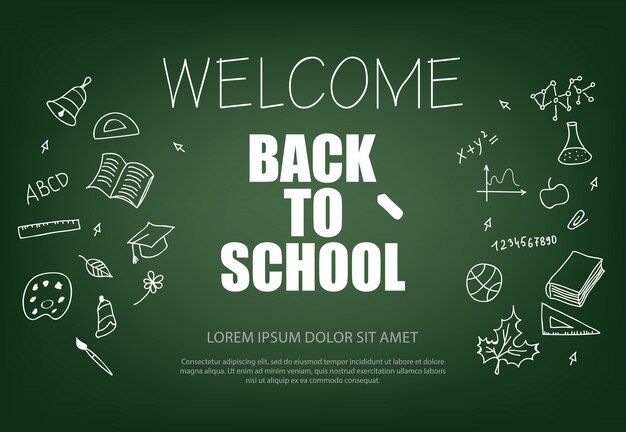Bienvenido de nuevo a las letras de la escuela con tiza