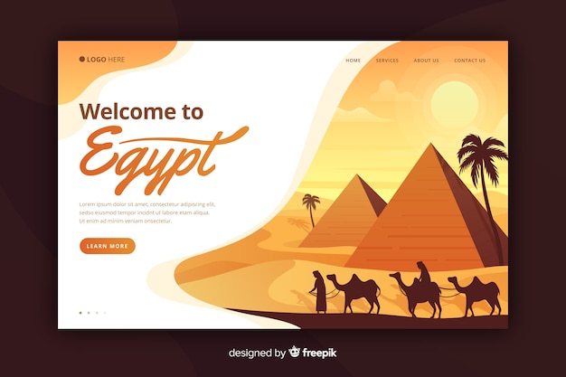 Vector gratuito bienvenido a la página de destino de egipto