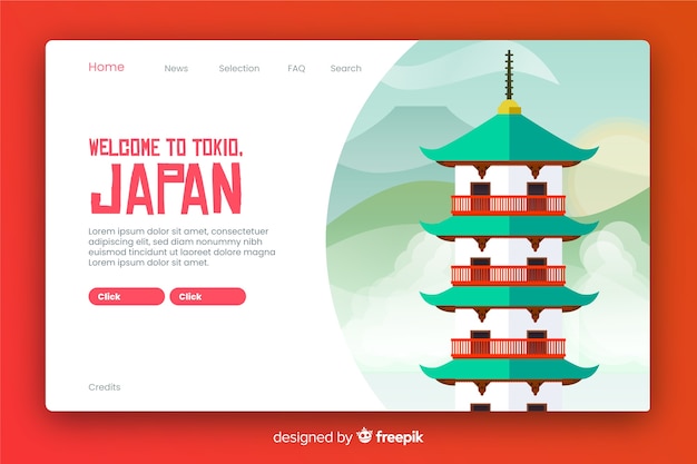 Vector gratuito bienvenido a la página de destino de japón