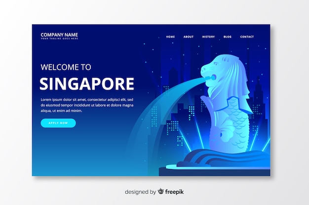 Vector gratuito bienvenido a la página de destino de singapur