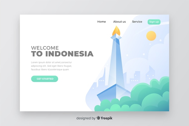 Vector gratuito bienvenido a la página de inicio de indonesia