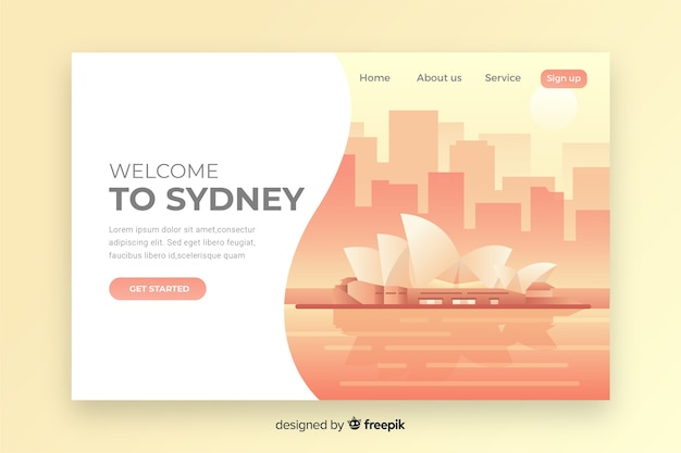 Vector gratuito bienvenido a la página de inicio de sydney