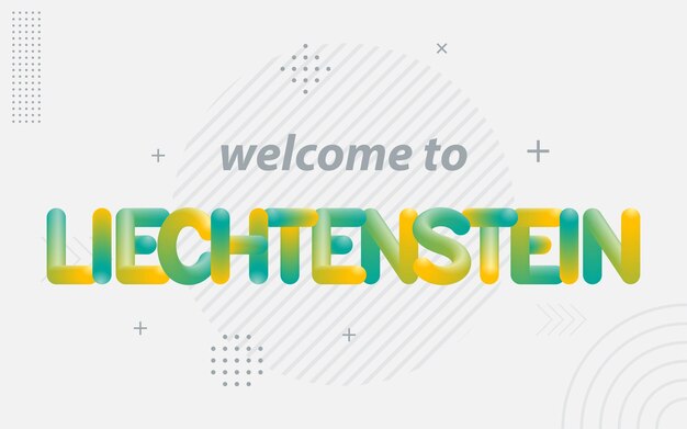 Bienvenido a la tipografía creativa de Liechtenstein con efecto de mezcla 3d Ilustración vectorial