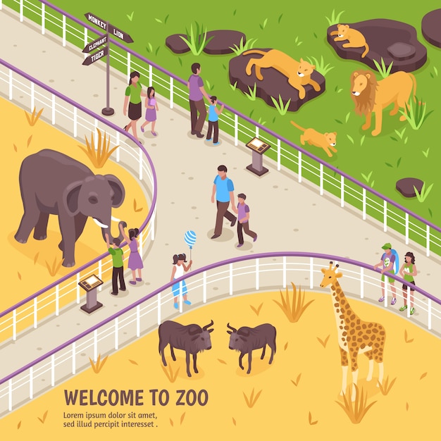 Vector gratuito bienvenido a zoo composition