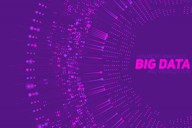 Big data circular de visualización violeta. Complejidad de datos visuales. Gráfico de datos abstractos