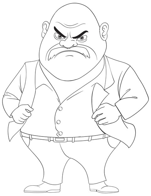 Bigote gruñón, calvo, hombre de la mafia de mediana edad.