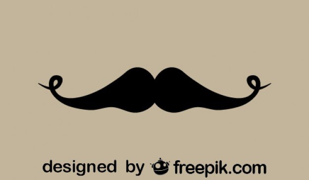 Bigote retro de caballero con puntas en espiral