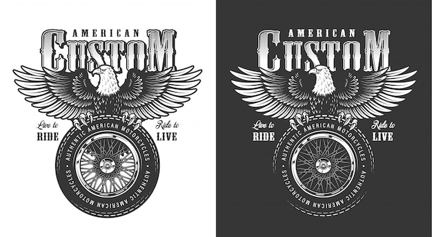 Biker emblema con águila