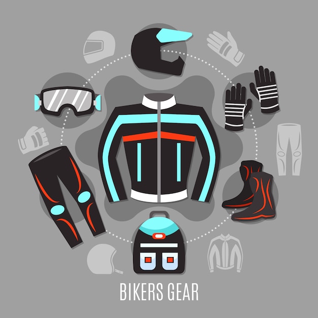 Vector gratuito biker gear concept
