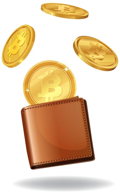 Billetera digital con monedas de Bitcoin