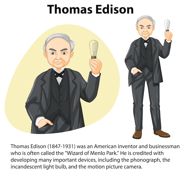 Vector gratuito biografía informativa de thomas edison