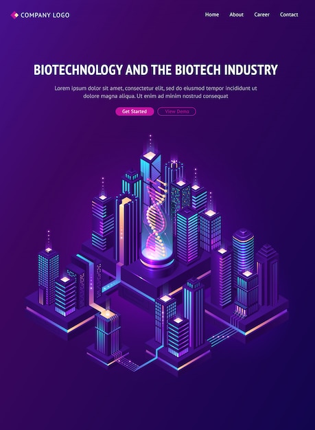 Vector gratuito biotecnología biotecnología industria isométrica