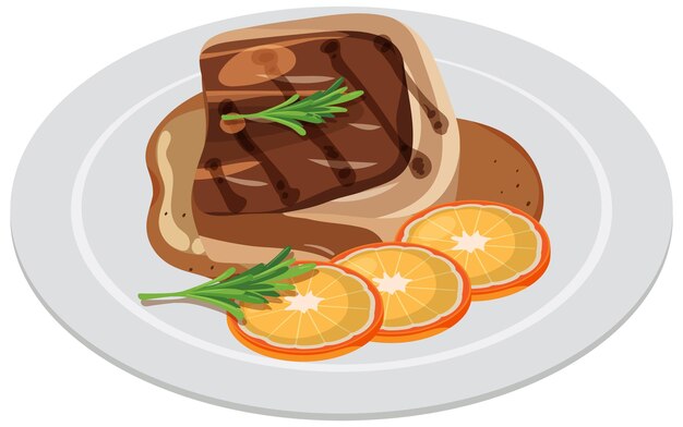 bistec gourmet con guarnición de naranja