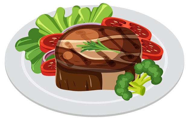 bistec a la parrilla con verduras frescas