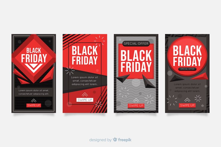 Vector gratuito black friday colección de historias de instagram