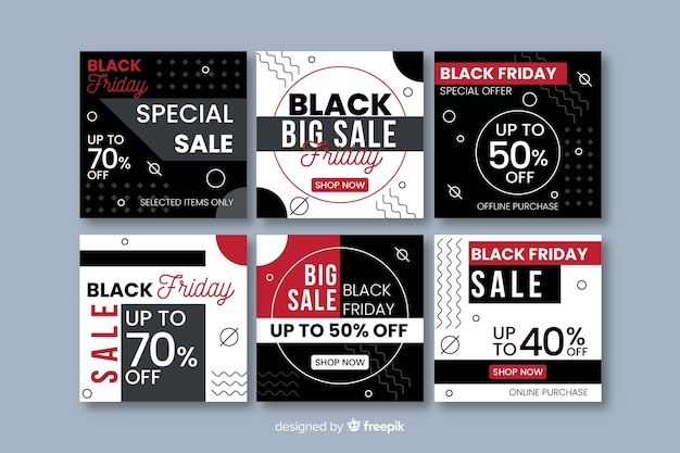 Vector gratuito black friday instagram post collection