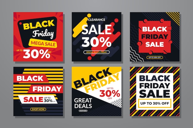 Vector gratuito black friday instagram post collection