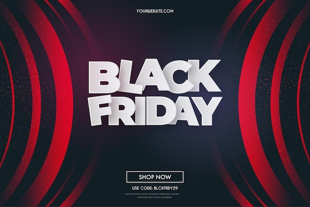 Black friday sale 3d con formas rojas abstractas
