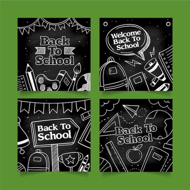 Vector gratuito blackboard back to school instagram post collection