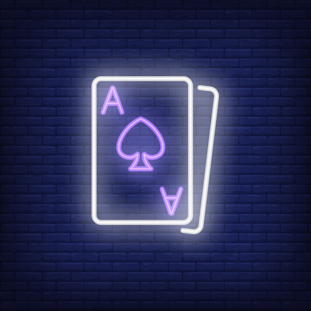 Blackjack cards elemento de signo de neón. Concepto de juego para el anuncio brillante de la noche.