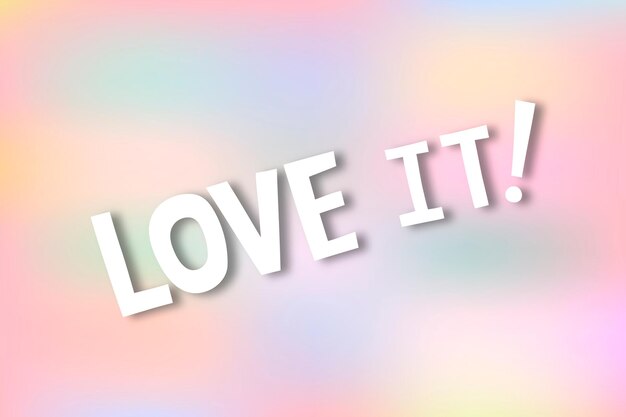 Blanco me encanta! tipografía de garabato en un vector de fondo pastel