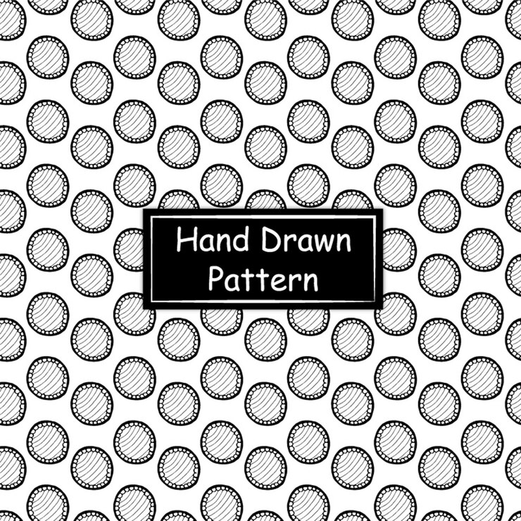 Vector gratuito blanco y negro patrón dibujado a mano