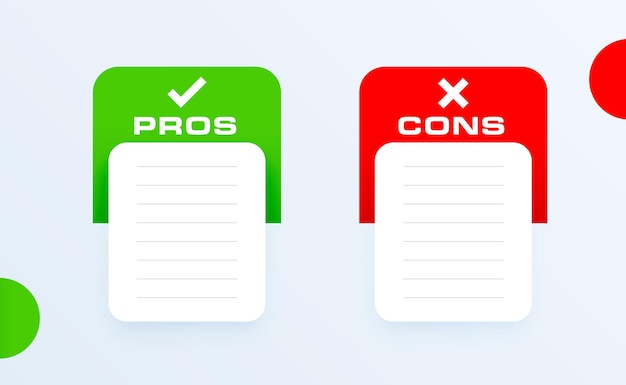 Vector gratuito bloc de notas en blanco para el diseño de la lista de pros y contras