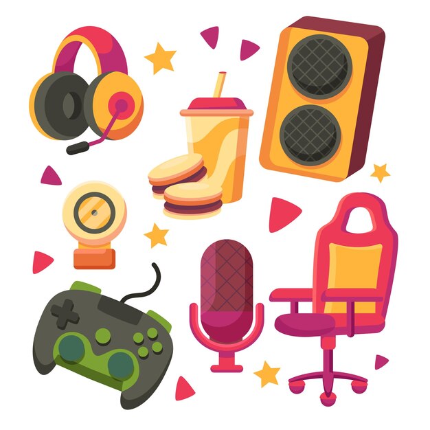 Los bloggers juegan juegos en vivo en sus canales en una audiencia mundial. Los bloggers de juegos son muy populares entre los jugadores de diseño de ilustraciones vectoriales planas.