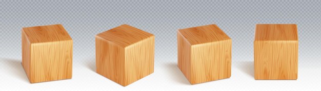 Bloque de cubos de madera 3D para jugar al juego vectorial realista