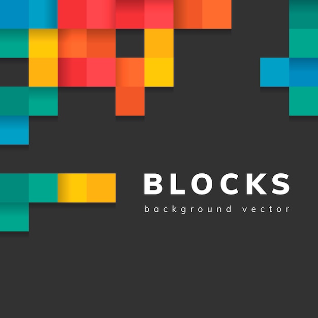Bloques coloridos en vector de fondo negro en blanco