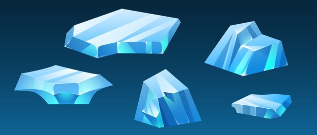 Bloques de hielo flotante de diferentes formas