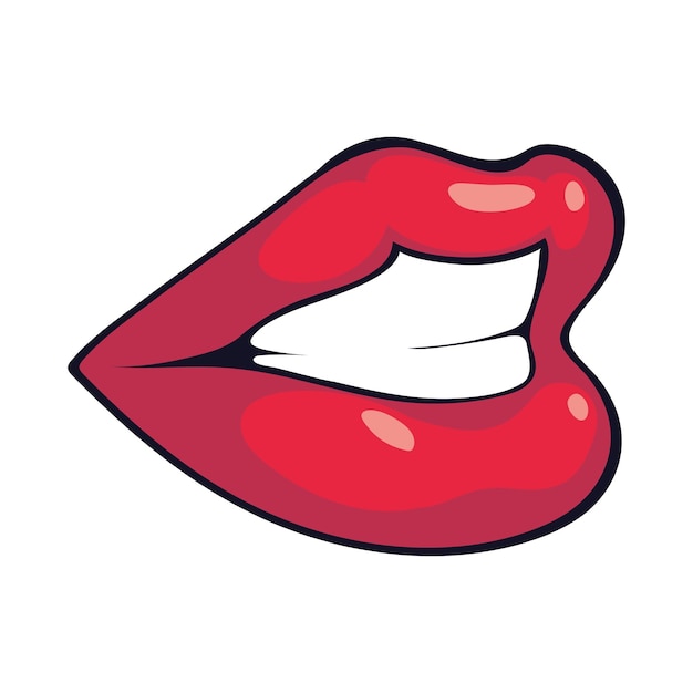 Boca icono de mujer de arte pop aislado