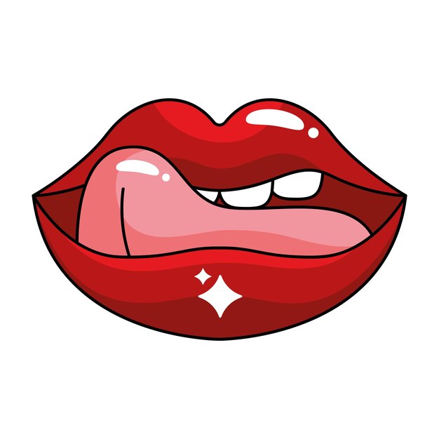 boca pop art roja con lengua fuera