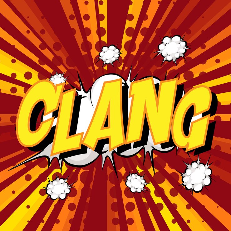 Vector gratuito bocadillo de diálogo cómico de redacción de clang en ráfaga