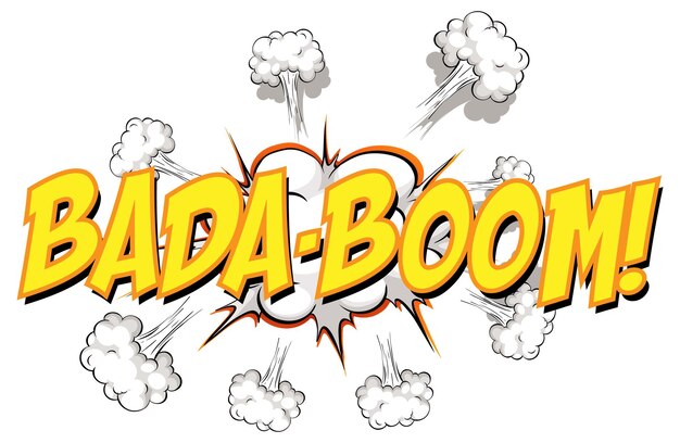 Bocadillo de diálogo cómico con texto bada-boom