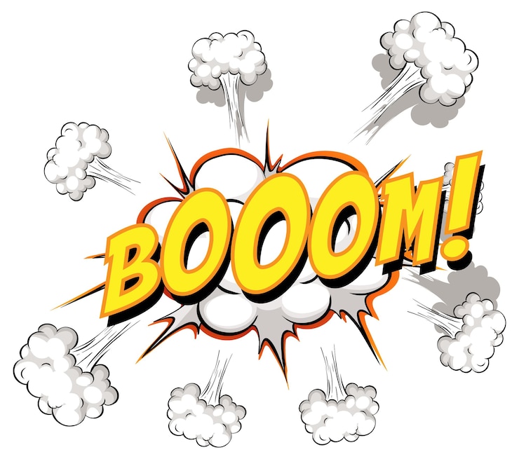 Vector gratuito bocadillo de diálogo cómico con texto boom