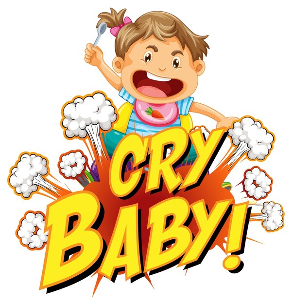 Bocadillo de diálogo cómico con texto de Cry Baby
