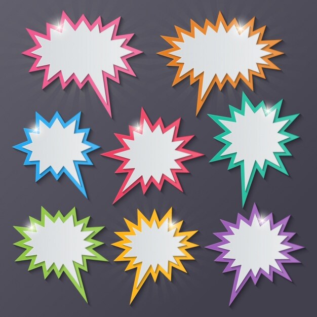 Vector gratuito bocadillos de texto con muchas puntas