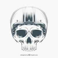 Vector gratuito boceto de calavera con casco